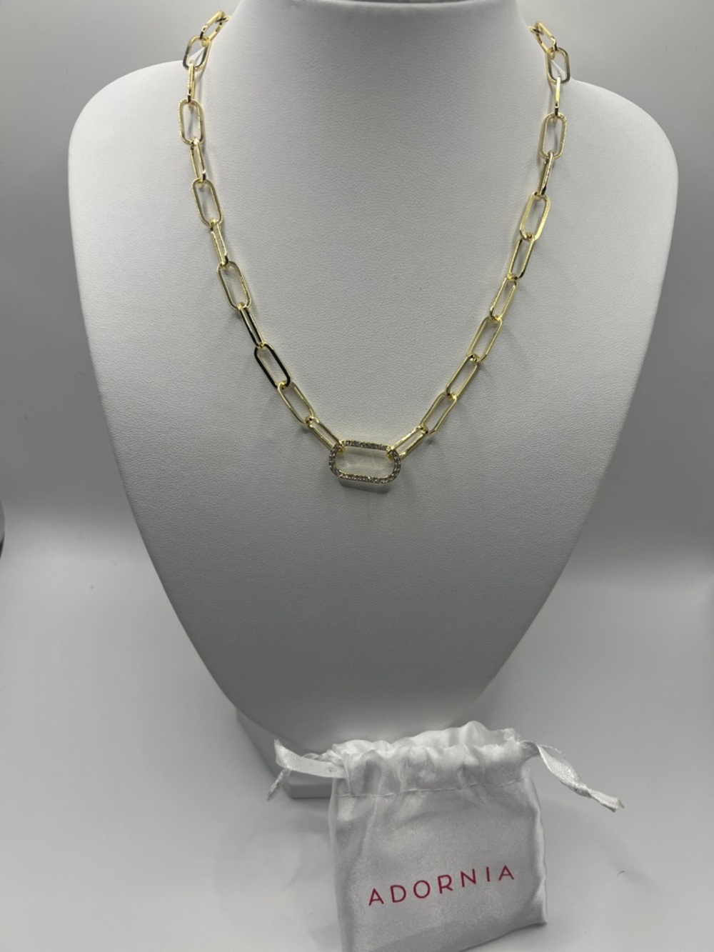 Adornia Tarnish Resistant 14k Gold Plated Paper Clip Chain Necklace - Picture 2 of 6
